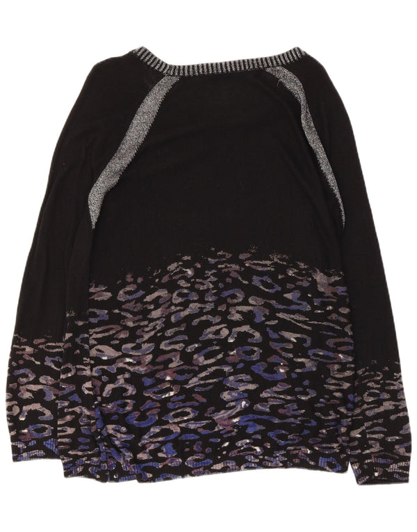Desigual Donna Maglione con scollo a barchetta Maglione UK 10 Piccola stampa animalier nera