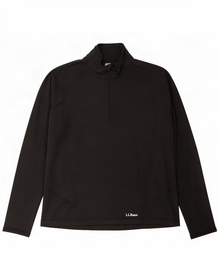 L.L.Bean Top da uomo con zip e collo a maniche lunghe in poliestere nero medio