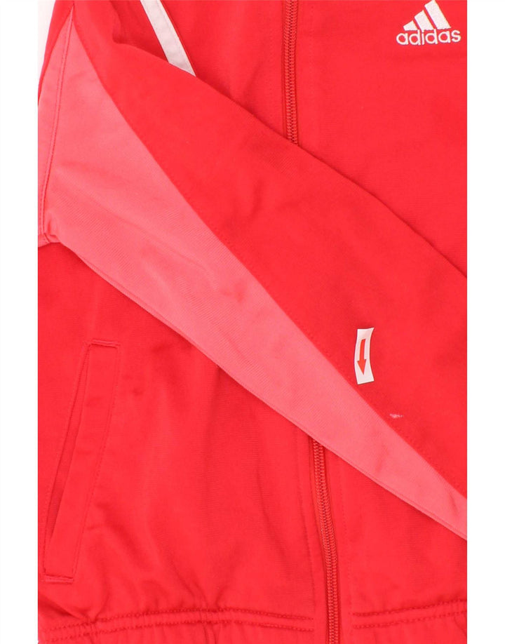 Giacca superiore della tuta da ragazza Adidas 7-8 anni Poliestere color block rosso