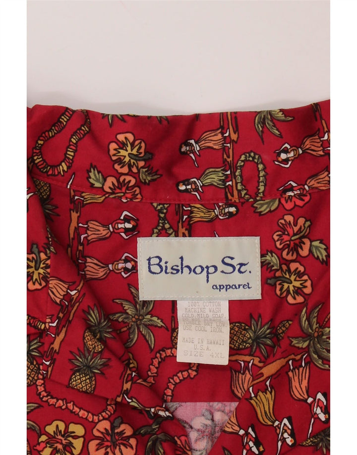 Bishop St. Apparel Camicia a maniche corte da uomo 4XL Cotone floreale rosso