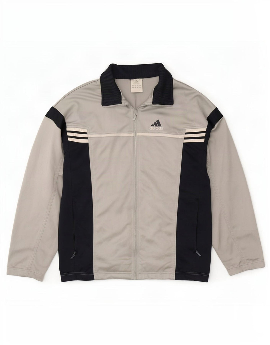 Giacca da ginnastica da uomo con grafica Adidas, giacca in poliestere color block grigio medio