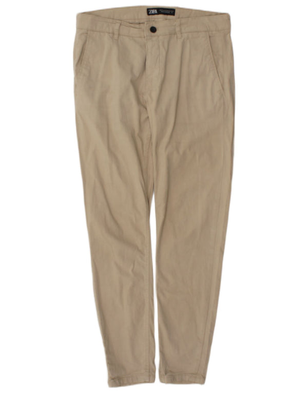Zara Mens Slim Chino Trousers EU 42 Large W32 L30 Beige