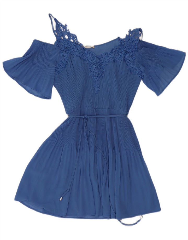Abito da donna con spalle scoperte Oasis UK 14 Poliestere blu medio