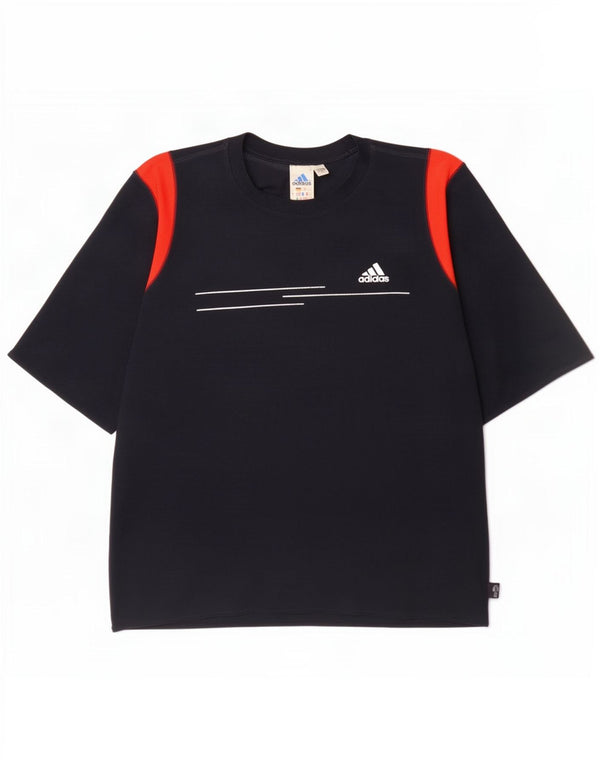 Adidas Mens Climalite T-Shirt Top XL Navy Blue Colourblock Polyester