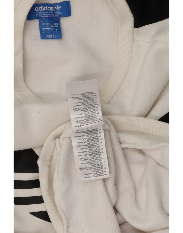 Felpa grafica da uomo Adidas, maglione grande, cotone color block bianco