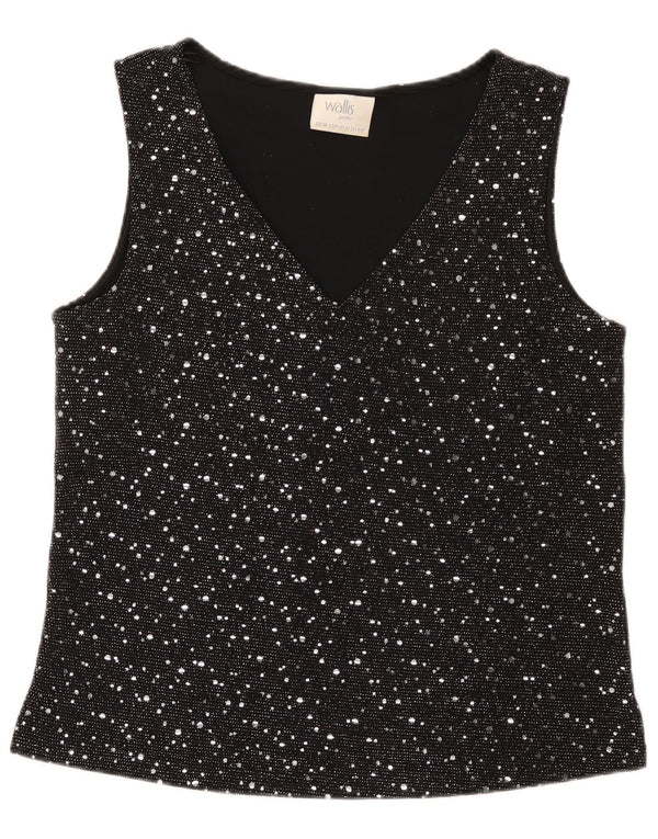 Camicetta senza maniche da donna Wallis UK 14 Nylon maculato nero medio