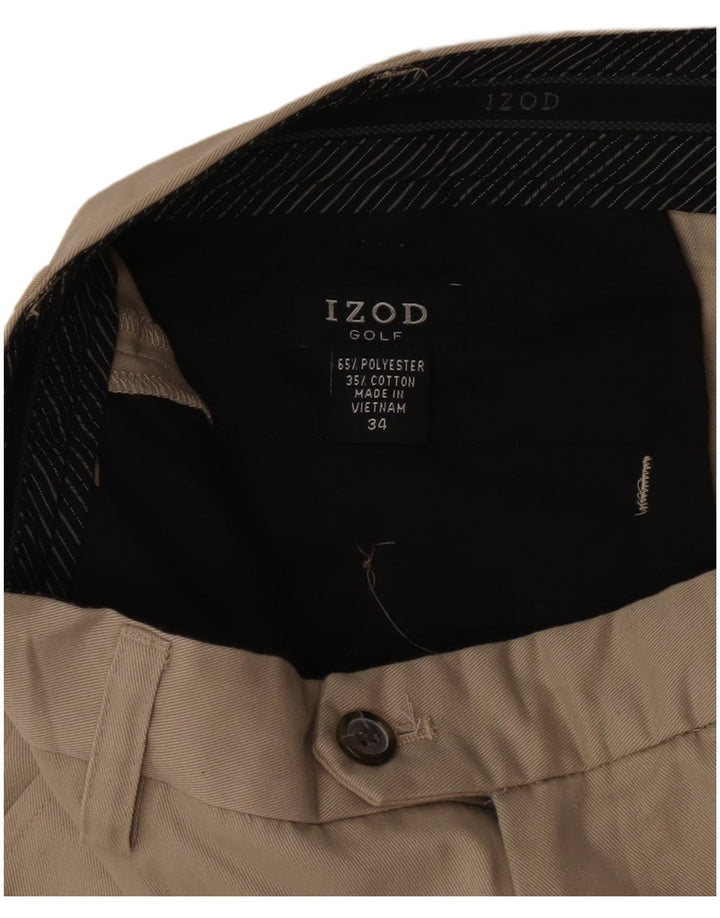 Pantaloncini chino da golf da uomo Izod W34 Large Beige Poliestere