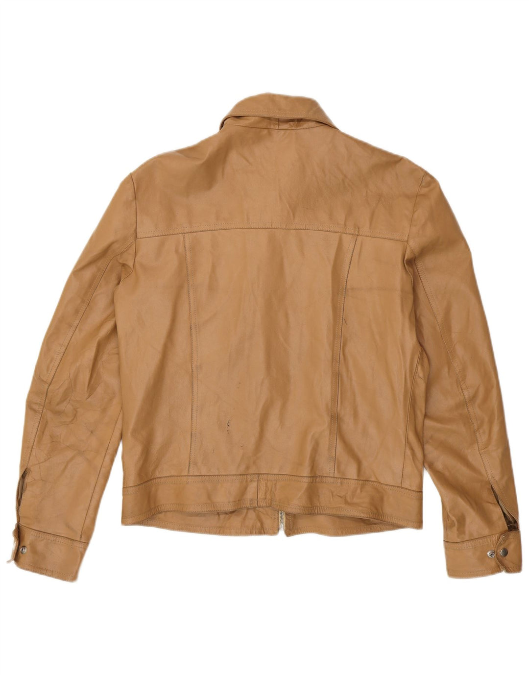 Giacca in pelle vintage da donna UK 18 XL in pelle beige