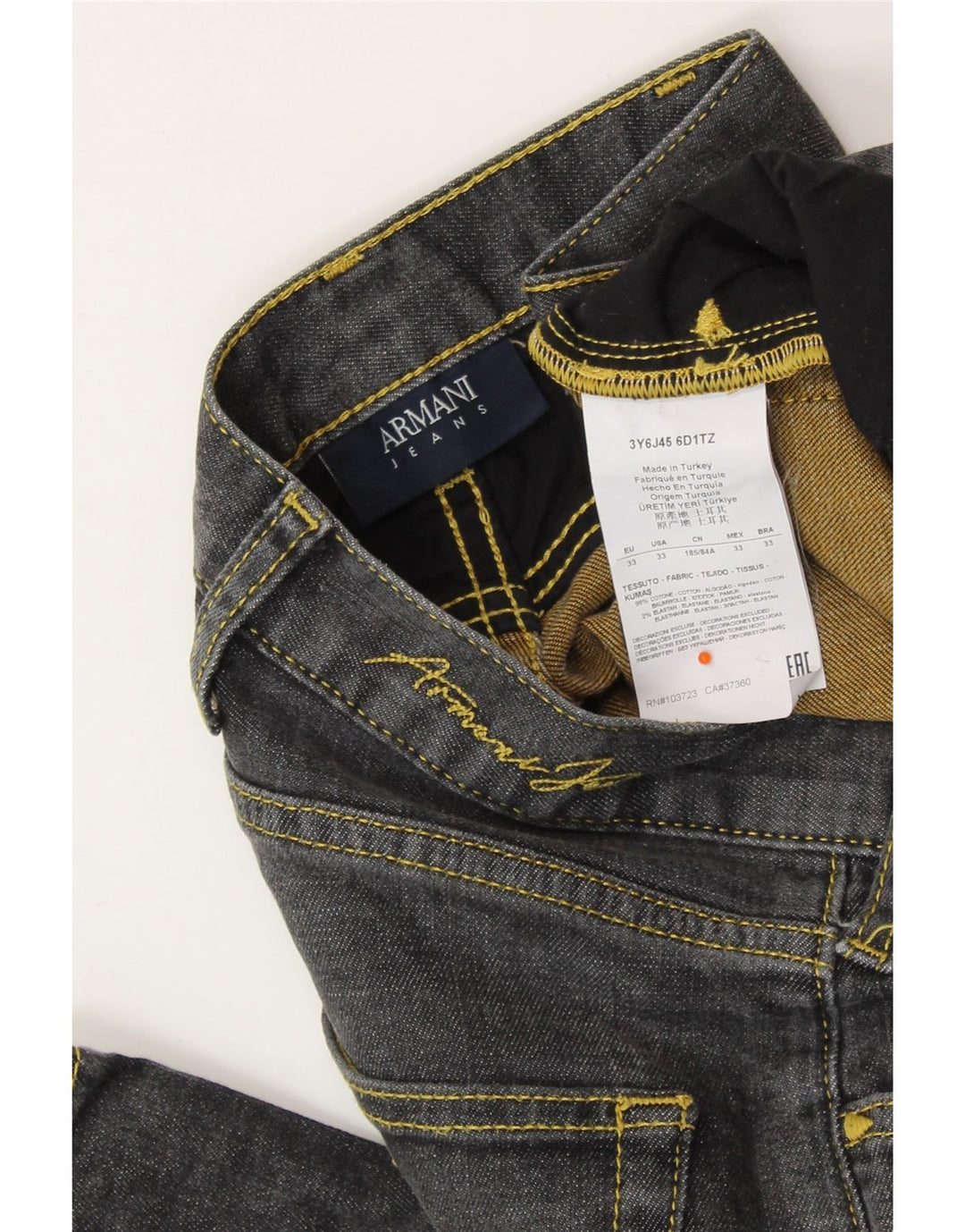 Jeans dritti da uomo ARMANI W33 L32 cotone grigio