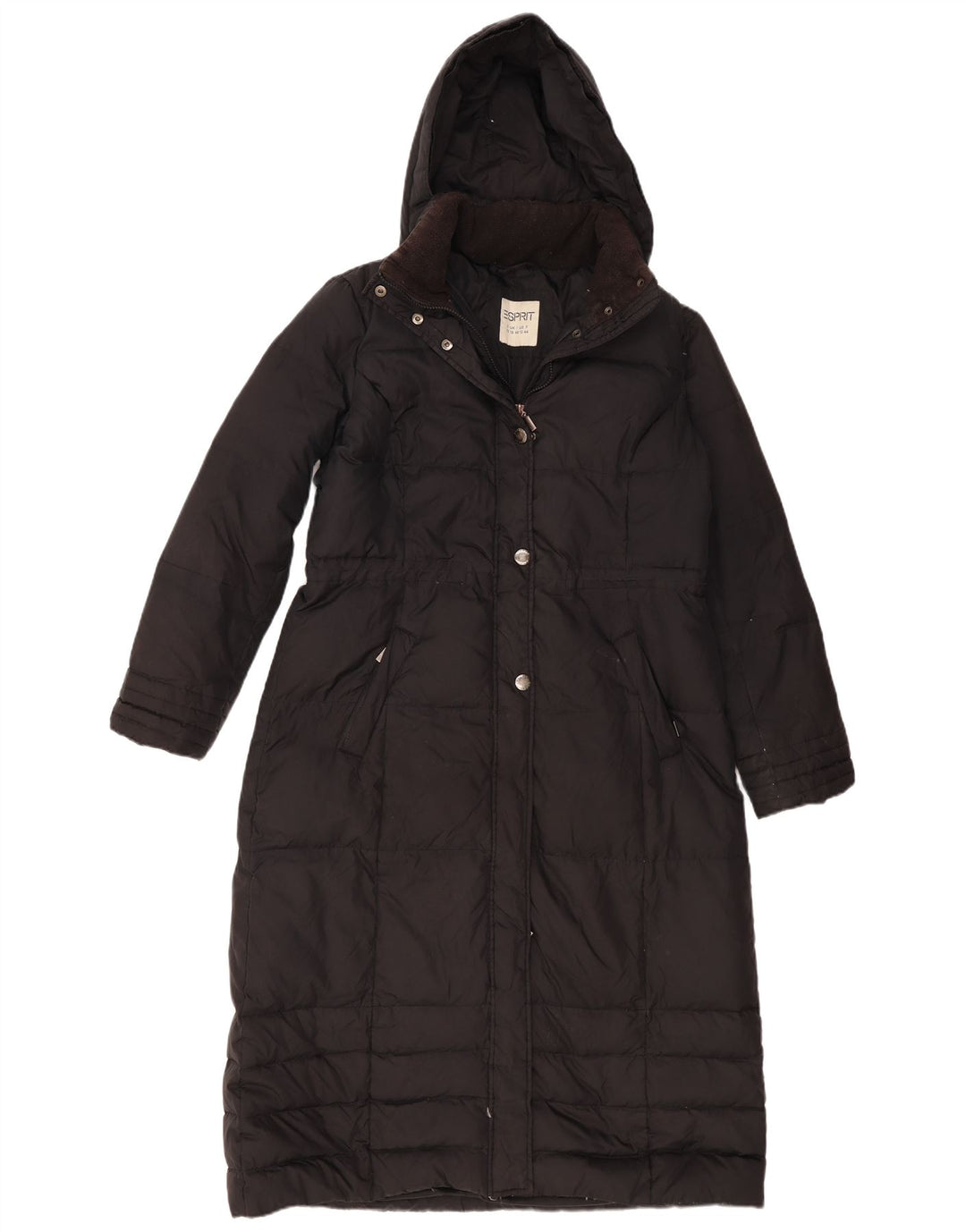Cappotto imbottito con cappuccio da donna Esprit UK 16 grande nero in poliammide