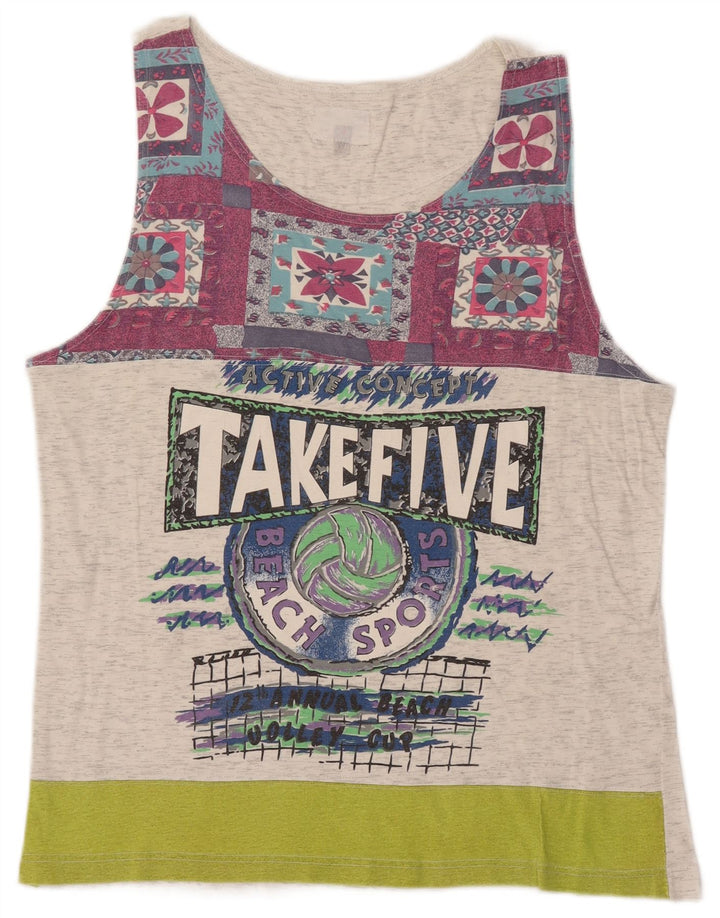 TAKE FIVE Canotta grafica da uomo in cotone color block grigio medio