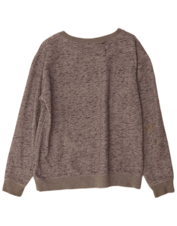 Felpa con grafica da donna Vans, maglione UK 14, cotone chiazzato grigio medio