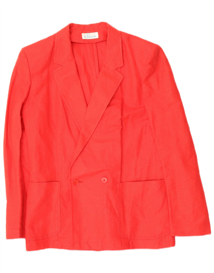Giacca blazer doppiopetto vintage da donna IT 46 grande lino rosso