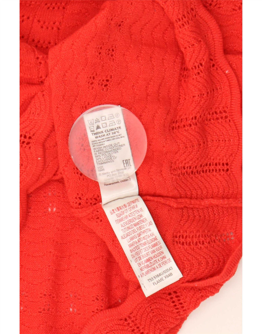 Maglione maglione con scollo a V da donna Marks & Spencer UK 14 Poliestere rosso medio
