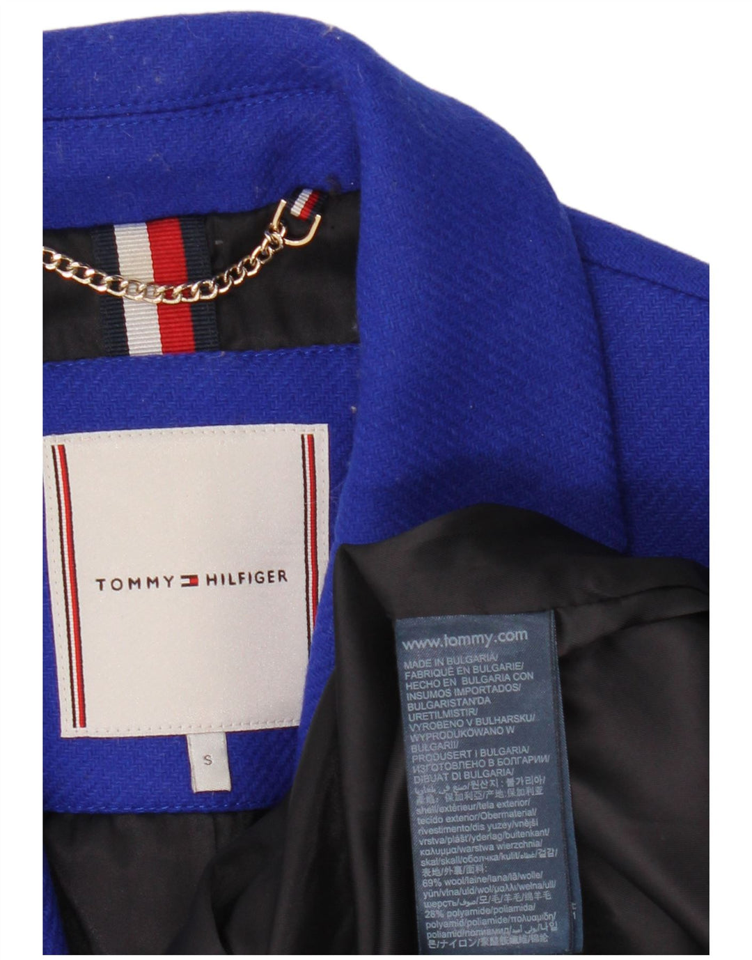 Cappotto da donna Tommy Hilfiger UK 10 piccolo in lana blu