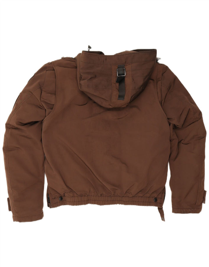 Blauer Giacca imbottita con cappuccio da uomo UK 40 Large Marrone Poliammide