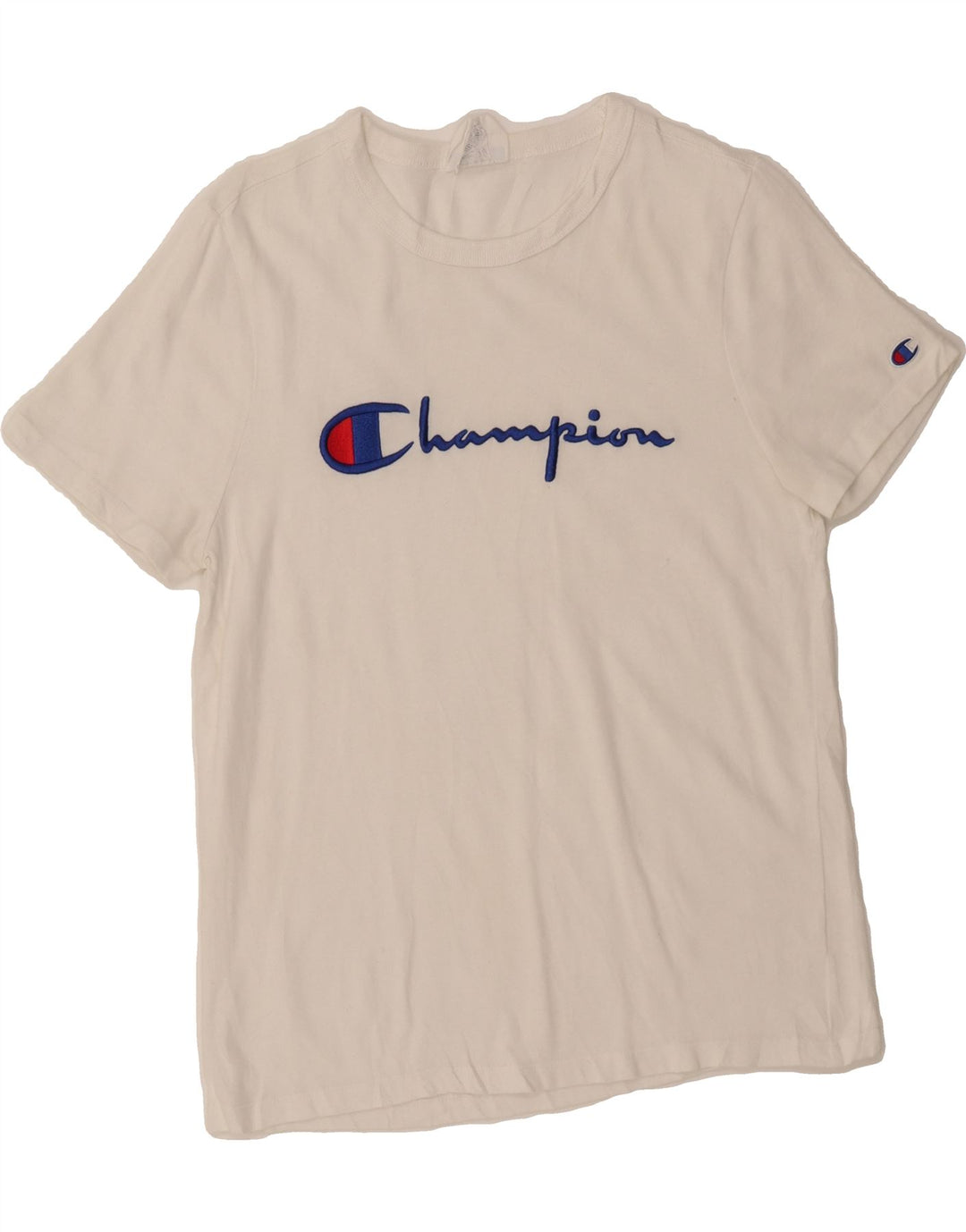 CHAMPION Womens Graphic T-Shirt Top UK 14 Medium White Cotton Vintage Champion and Second-Hand Champion from Messina Hembry 