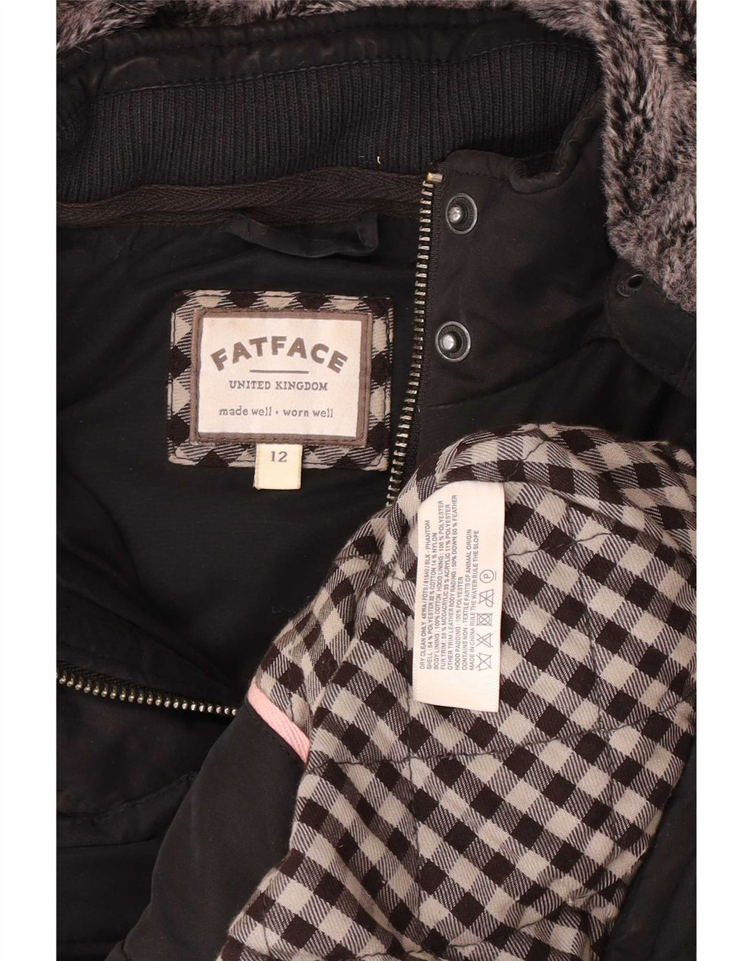 Gilet imbottito con cappuccio da donna Fat Face UK 12 medio poliestere nero