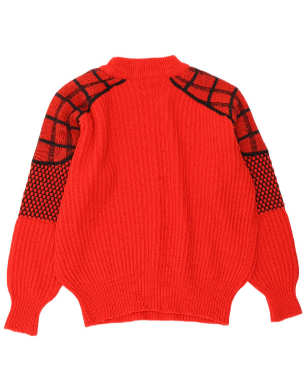 Vintage Womens Turtle Neck Jumper Sweater UK 16 Large Red Check Acrylic