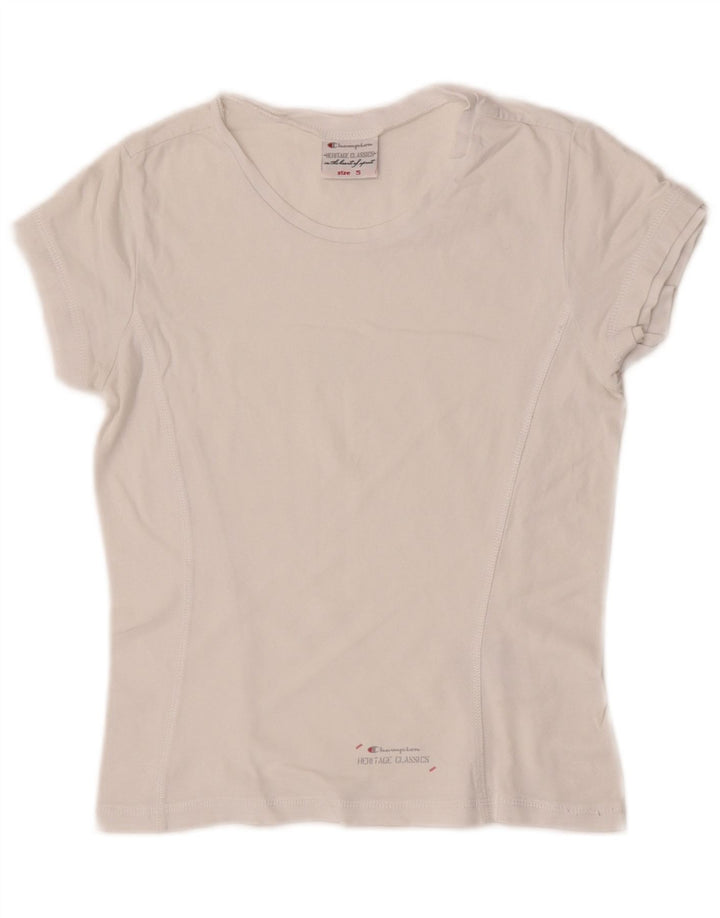 T-shirt corta Champion Heritage Classics da donna UK 8 piccola bianca