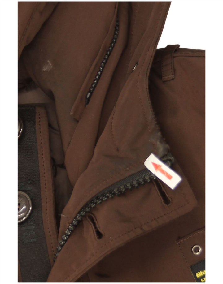 Blauer Giacca imbottita con cappuccio da uomo UK 40 Large Marrone Poliammide