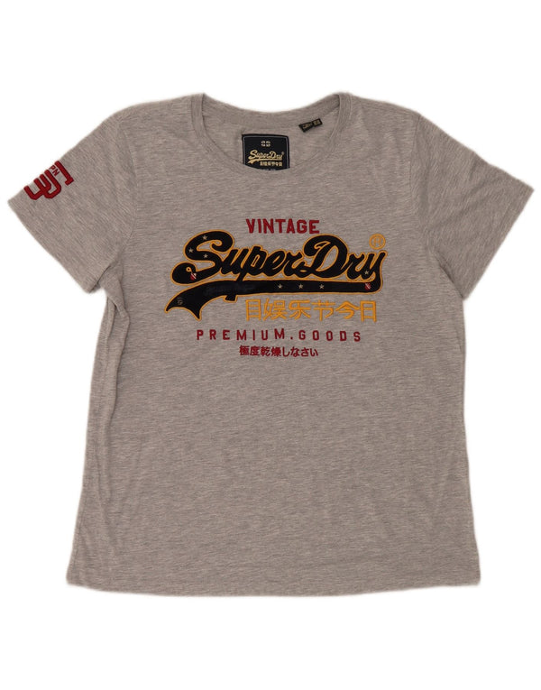 T-shirt grafica da donna Superdry Top UK 14 grande grigia