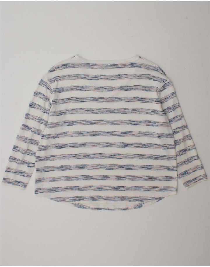 Marks & Spencer Top da donna a maniche lunghe UK 18 XL Viscosa a righe bianche