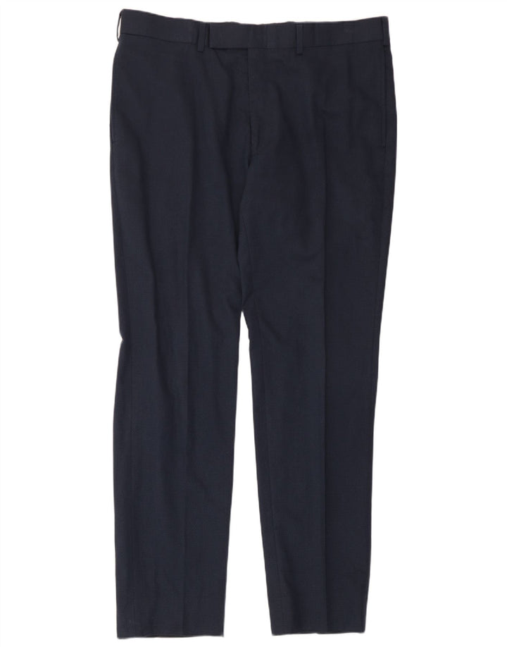Pantaloni da abito slim da uomo Marks & Spencer W36 L31 cotone blu navy