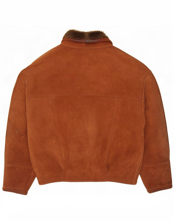 Giubbotto in shearling vintage da uomo IT 46 piccolo marrone