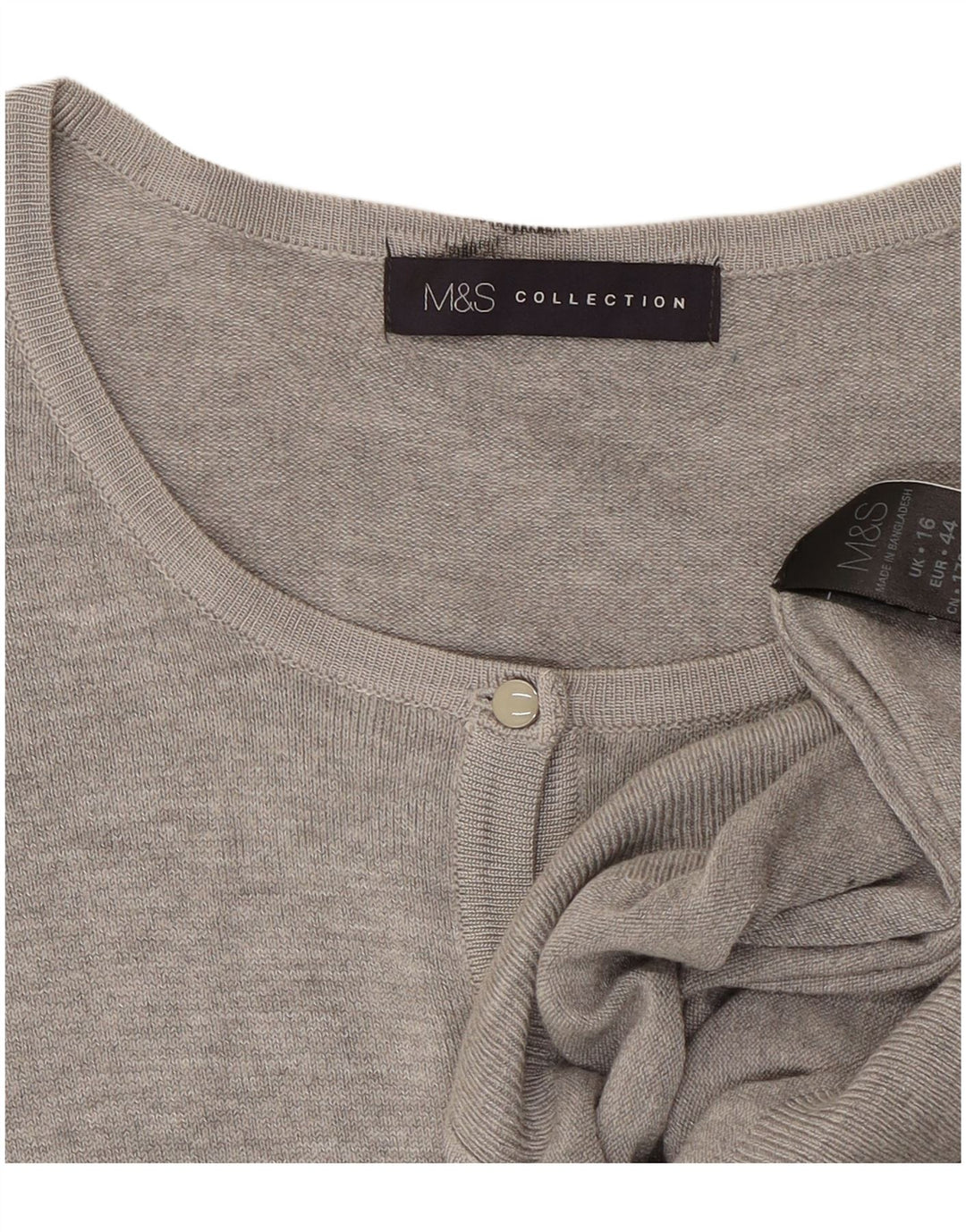 Maglione cardigan da donna Marks & Spencer UK 16 Grande viscosa screziata grigia