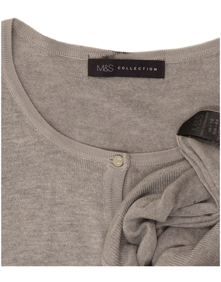 Maglione cardigan da donna Marks & Spencer UK 16 Grande viscosa screziata grigia