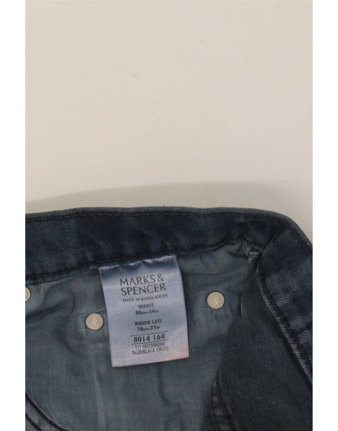 Jeans dritti da uomo Marks & Spencer blu Harbour W34 L31 cotone blu scuro