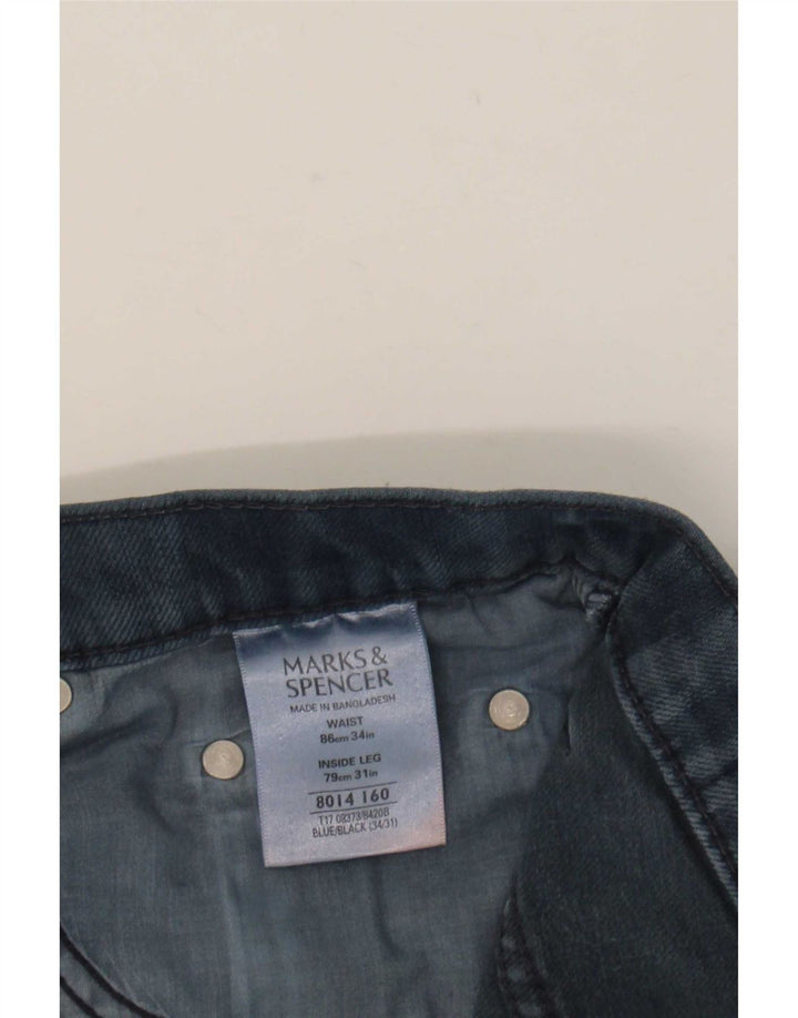 Jeans dritti da uomo Marks & Spencer blu Harbour W34 L31 cotone blu scuro