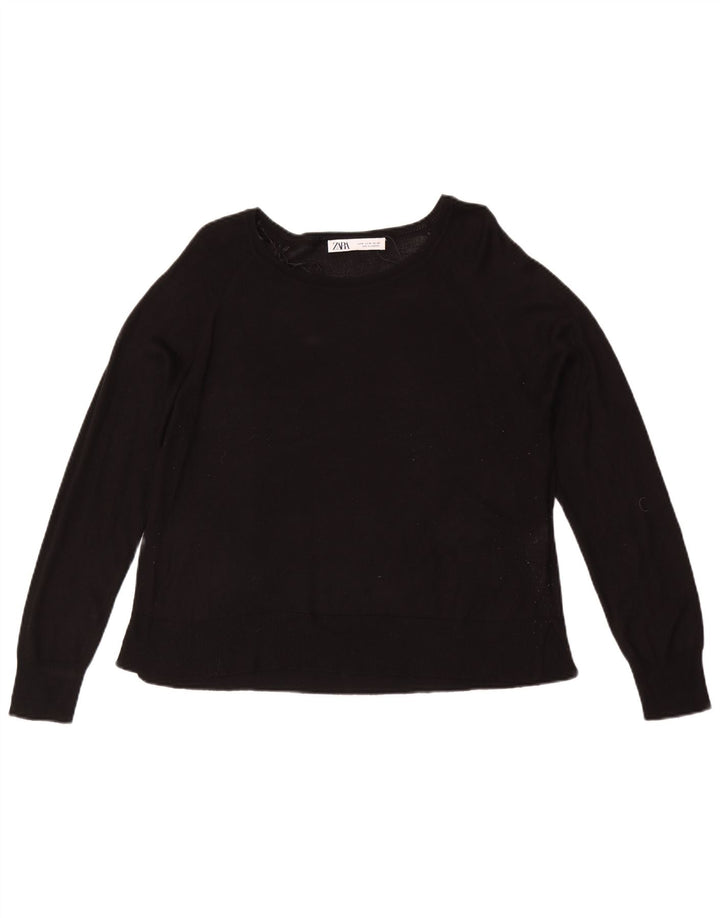 Maglione Zara da donna con scollo a barca UK 14 viscosa nera media