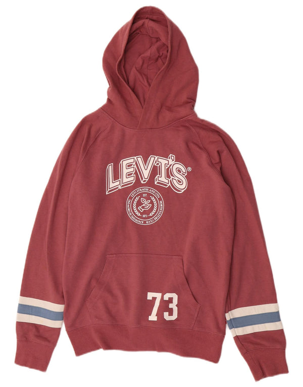 Maglione con cappuccio grafico Levi's per ragazzi 13-14 anni in cotone color block bordeaux