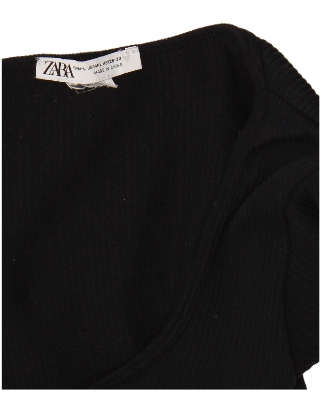 Top corto a maniche lunghe da donna Zara UK 16 Large blu navy