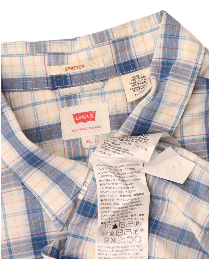 Camicia a maniche corte da uomo Levi's XL in cotone a quadri blu