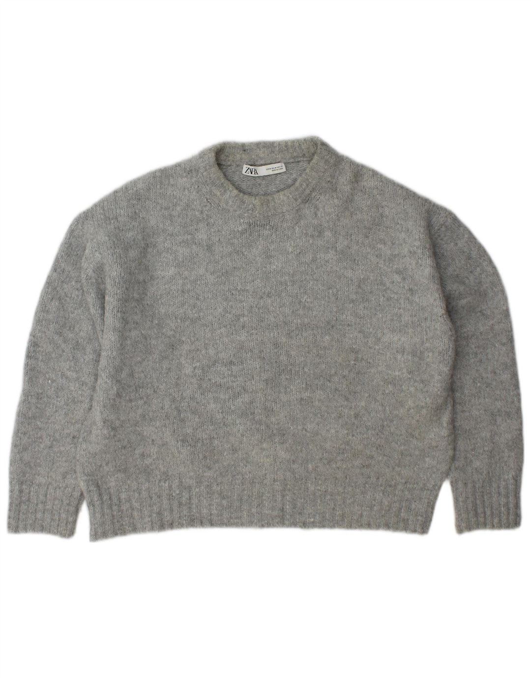Maglione girocollo oversize da donna Zara UK 14 Acrilico grigio medio