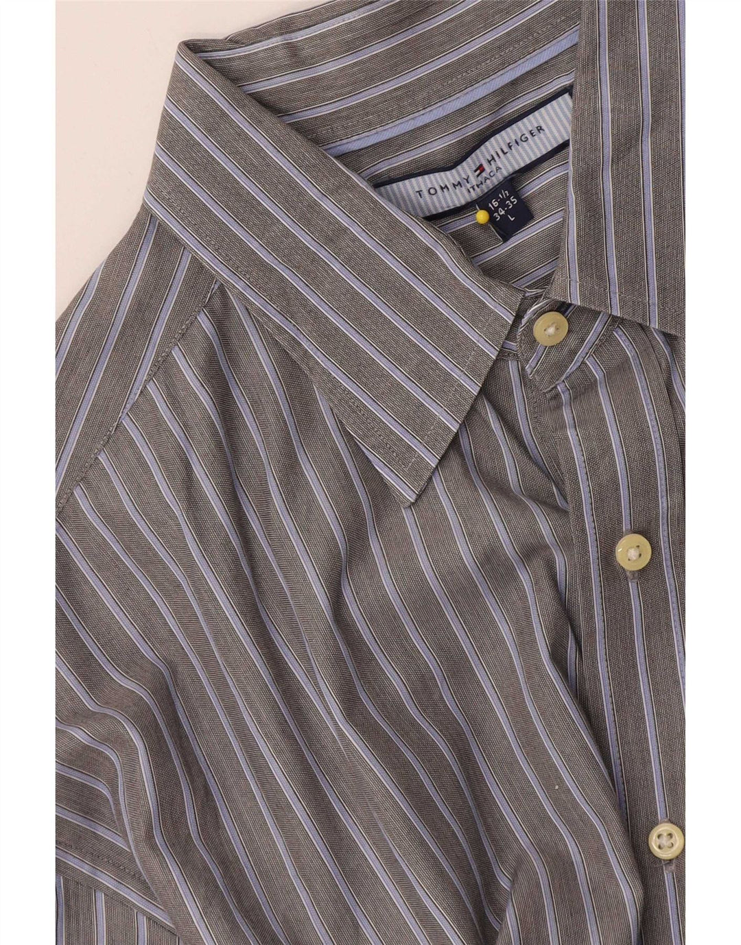 Camicia da uomo Tommy Hilfiger taglia 16 1/2 grande a righe grigie