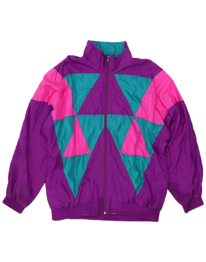 Giacca da ginnastica oversize da donna Sunterra UK 10 piccola viola geometrica