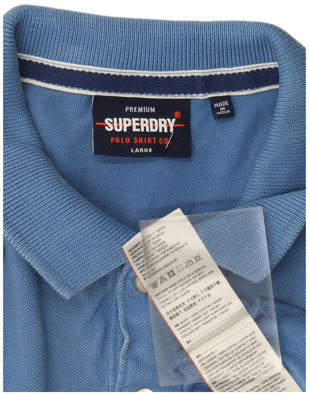 Polo da uomo Superdry Large in cotone blu