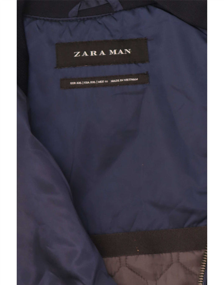 Giubbotto bomber da uomo Zara UK 44 2XL Poliestere color block blu navy