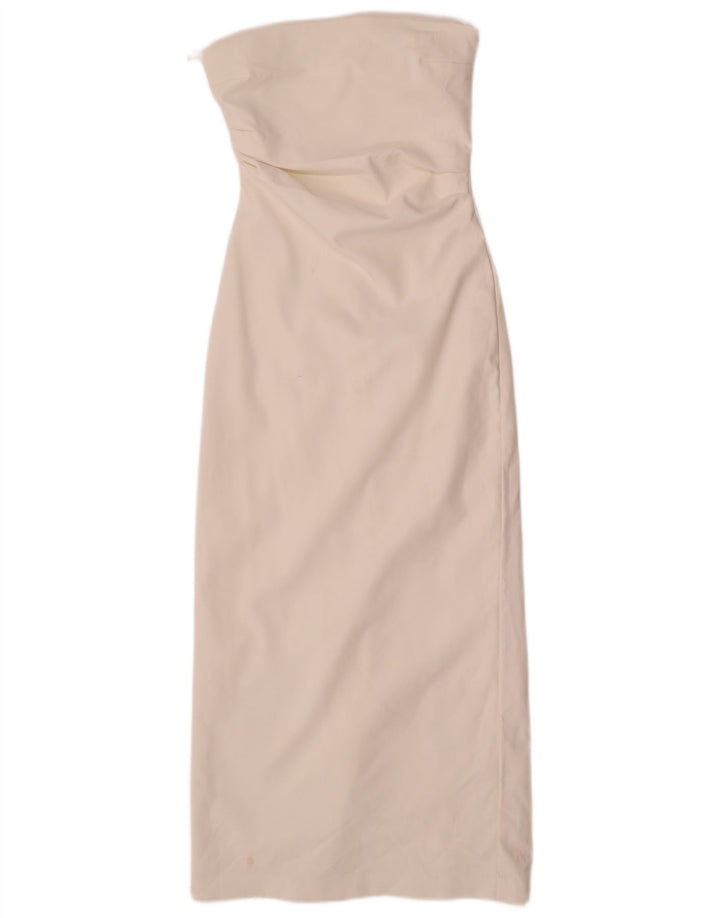 Abito senza spalline da donna Zara UK 8 Small Poliestere bianco