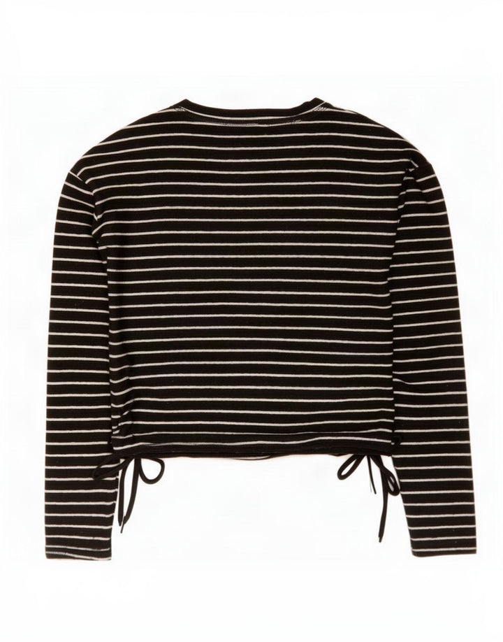 Top corto da donna Zara a maniche lunghe UK 14 Poliestere a righe nere medie