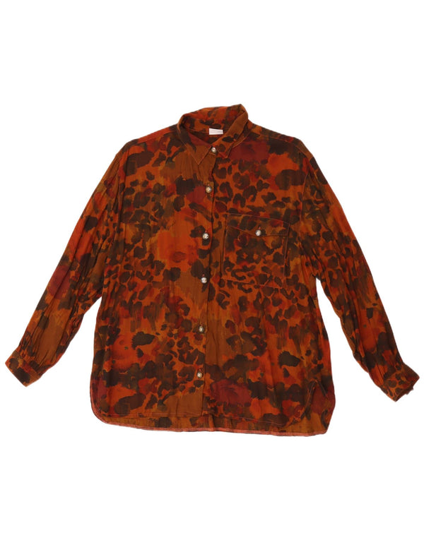 Camicia Donna Frau Loose Fit IT 48 XL Viscosa Maculata Marrone