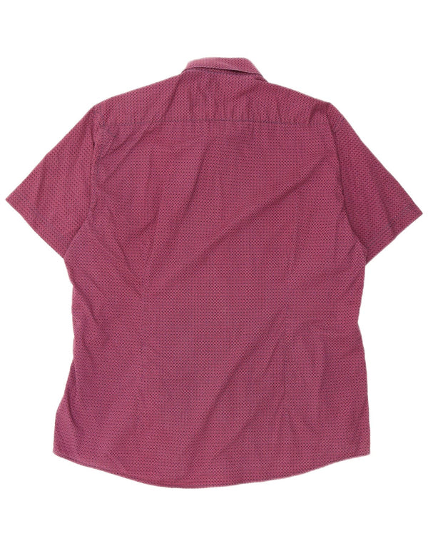 Camicia a maniche corte su misura da donna Barbour XL in cotone floreale bordeaux