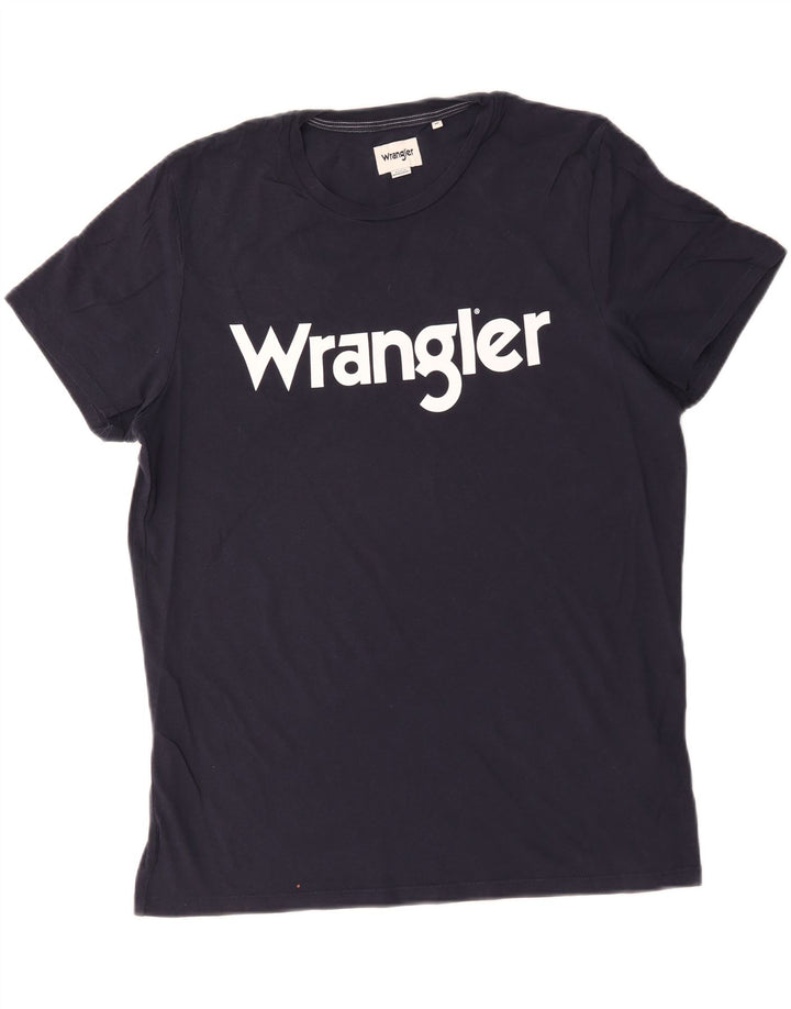 T-shirt grafica da uomo Wrangler Top in cotone blu navy medio