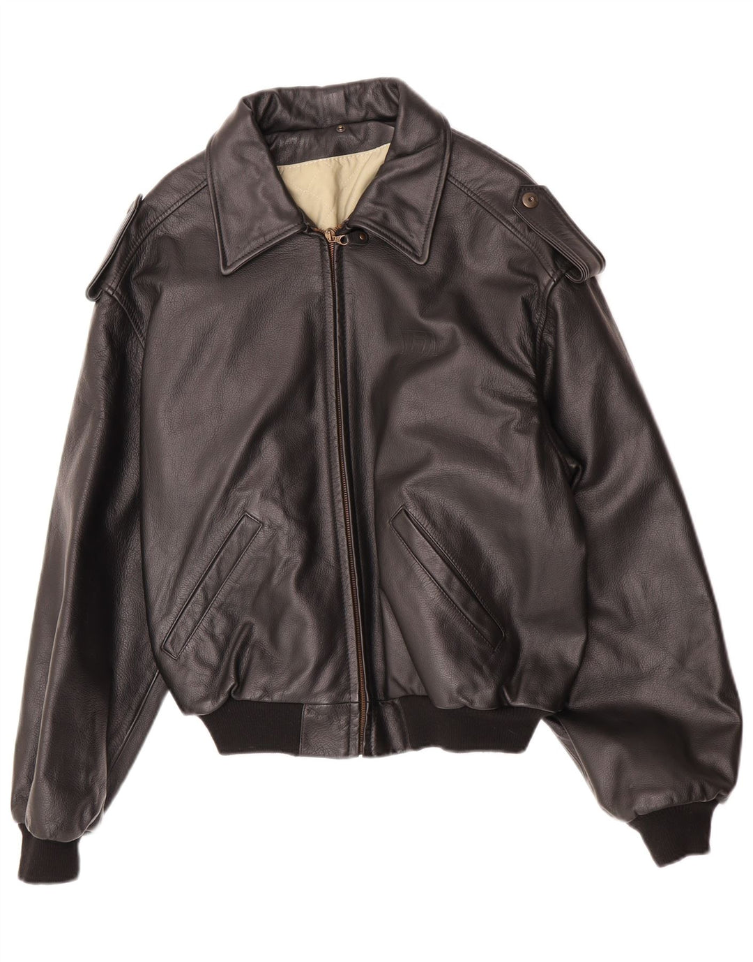 Giacca militare vintage da uomo in ecopelle IT 48/50 media nera