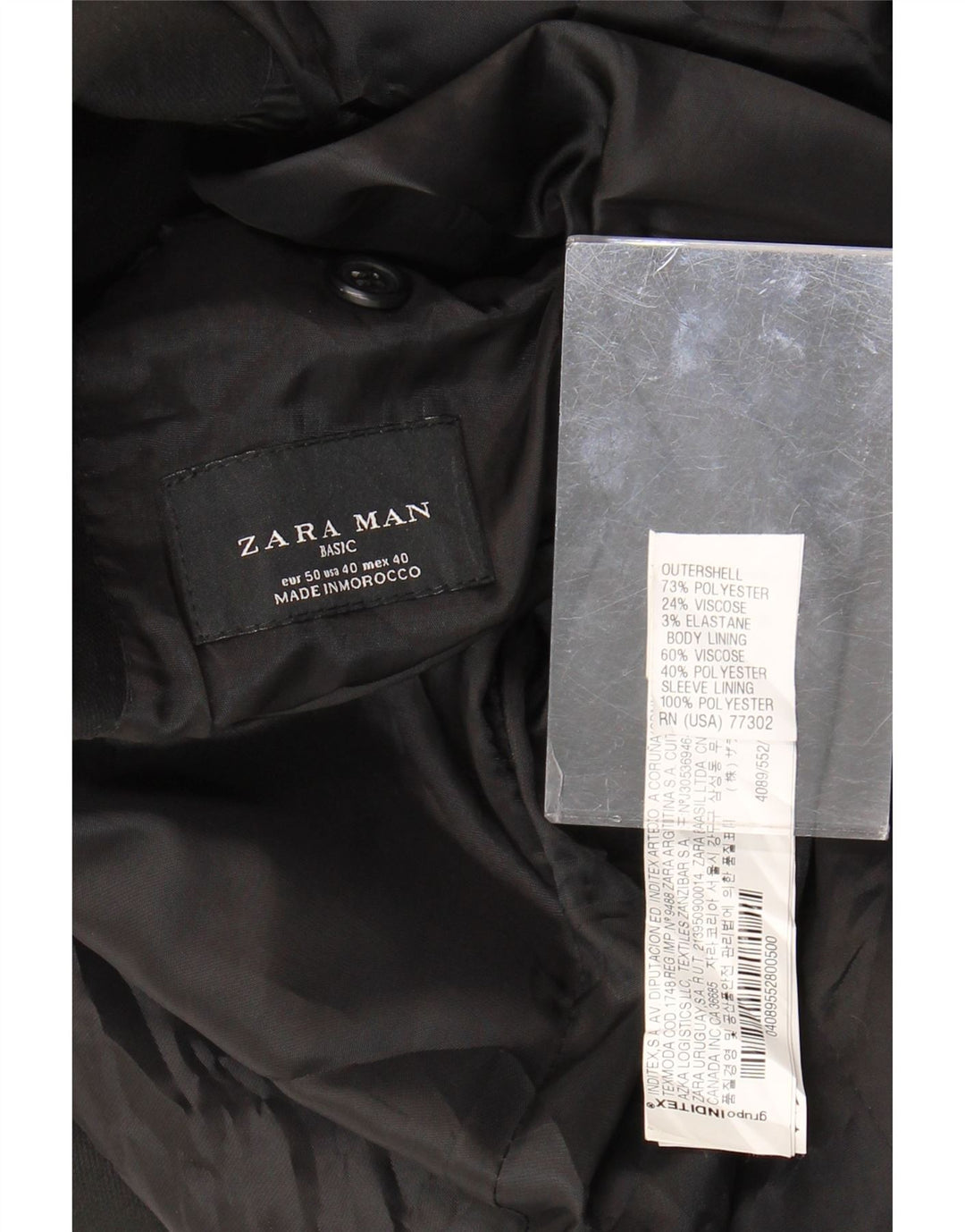ZARA Giacca Blazer a 2 Bottoni da Uomo EU 50 Medio Nero Poliestere