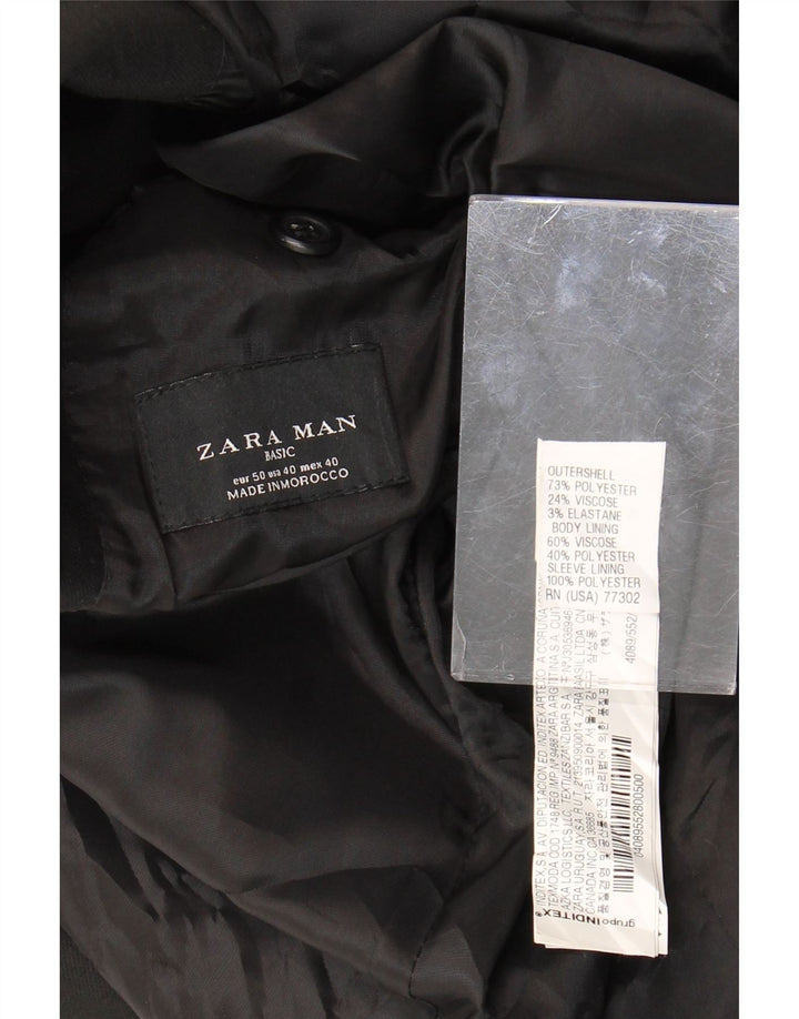 ZARA Giacca Blazer a 2 Bottoni da Uomo EU 50 Medio Nero Poliestere